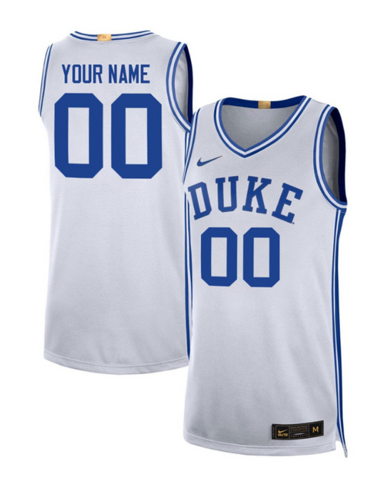 Duke Blue Devils Basketball Custom White Jersey - All Stitched