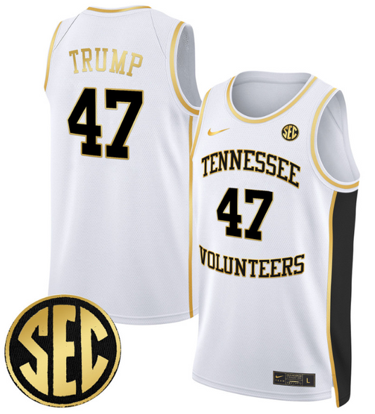 Donald Trump Jersey #47 Tennessee Vols 2024 Swingman Basketball White Gold