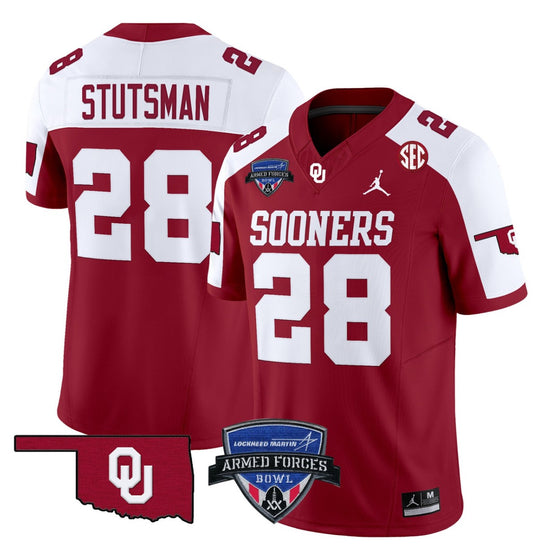 Danny Stutsman Jersey #28 Oklahoma Sooners 2025 Armed Forces Bowl Patch Alternate