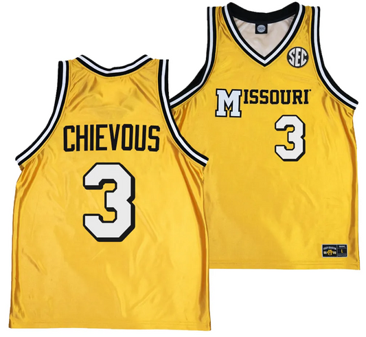 Derrick Chievous Jersey #3 Missouri Tigers Alternate Basketball Throwback Legacy uniform Gold