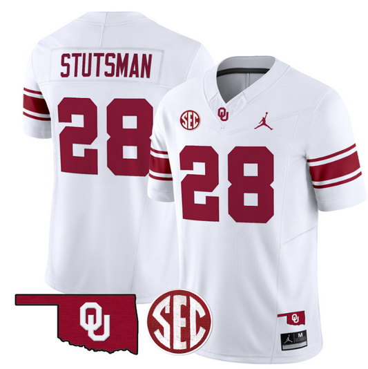 Danny Stutsman Jersey #28 Oklahoma Sooners Football Throwback Vapor Limited Stitched White