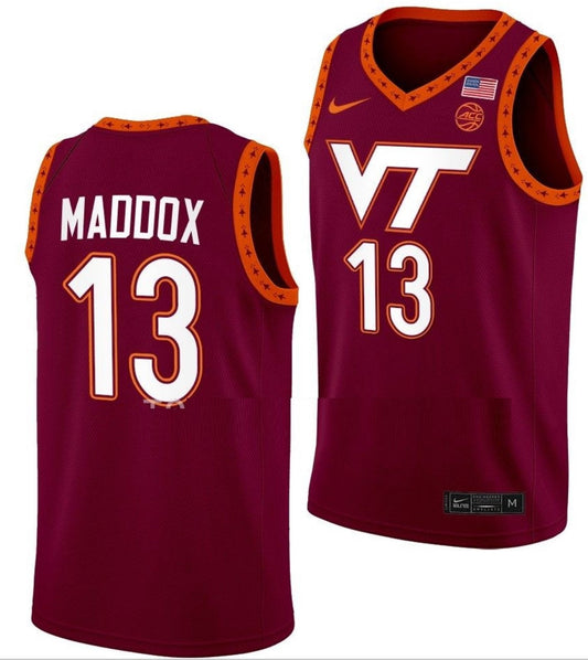 Dairus Maddox Jersey Virginia Tech Hokies College Basketball Swingman Maroon #13