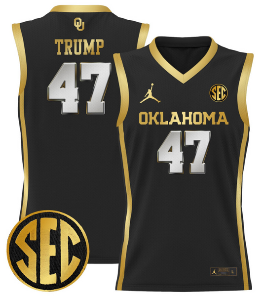 Donald Trump Jersey #47 Oklahoma Sooners 2024 Lightweight Basketball Black Gold