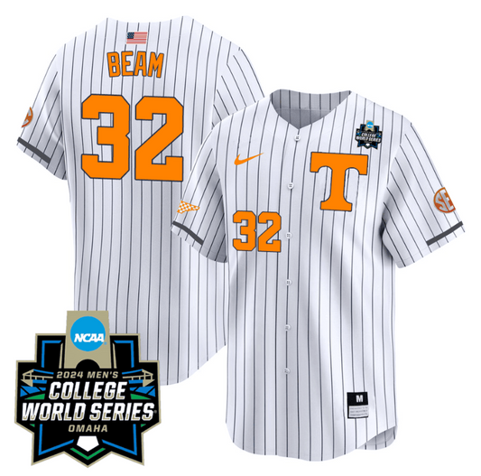 Drew Beam Jersey #32 Tennessee Volunteers 2024 College World Series Vapor Premier Limited NCAA Baseball Stitched Black Gold