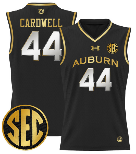 Dylan Cardwell Jersey #44 Auburn Tigers 2024 Lightweight Basketball Black Gold