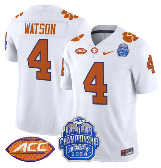 Deshaun Watson Jersey #4 Clemson Tigers 2024 ACC Championship Patch White