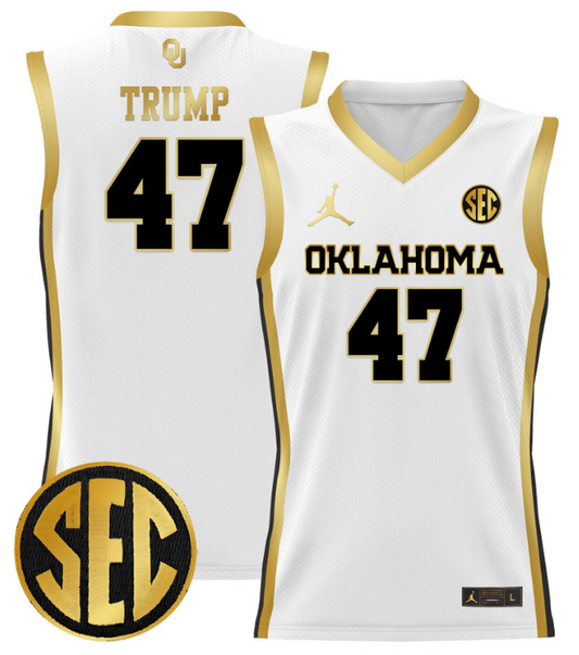 Donald Trump Jersey #47 Oklahoma Sooners 2024 Lightweight Basketball White Gold