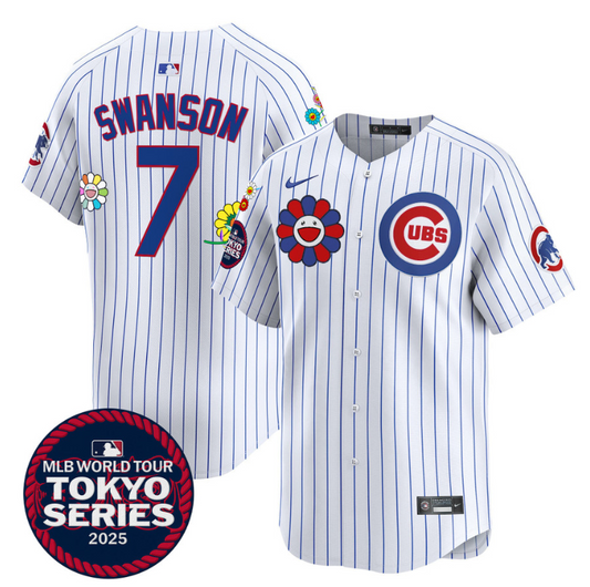 Dansby Swanson Jersey #7 Chicago Cubs Tokyo Series 2025 Vapor Premier Limited Stitched Pinstripe