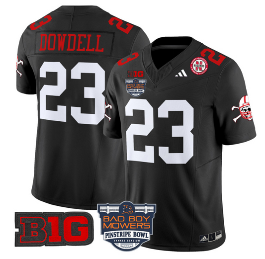 Dante Dowdell Jersey #23 Nebraska Cornhuskers 2025 Pinstripe Bowl Black