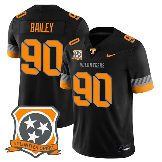 Dominic Bailey Jersey #90 Tennessee Volunteers 2025 Spirit Stitched Black