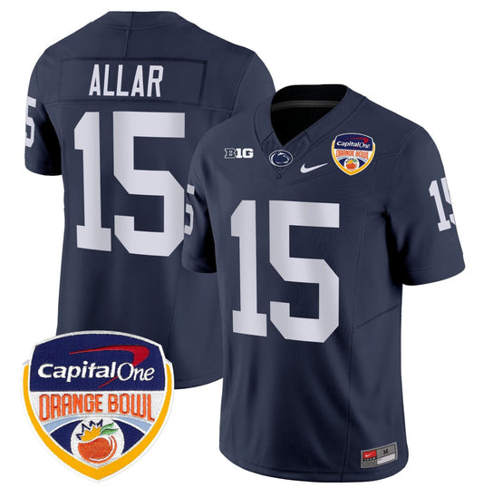 Drew Allar Jersey #15 Penn State Orange Bowl Patch Stitched Navy