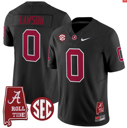 Deontae Lawson Jersey #0 Alabama Crimson Throwback Alabama Map Stitched Black