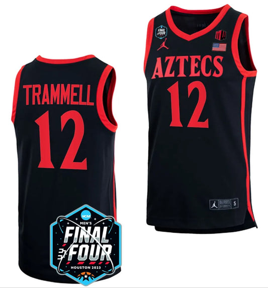Darrion Trammell Jersey San Diego State Aztecs 2023 NCAA National Championship March Madness Black #12