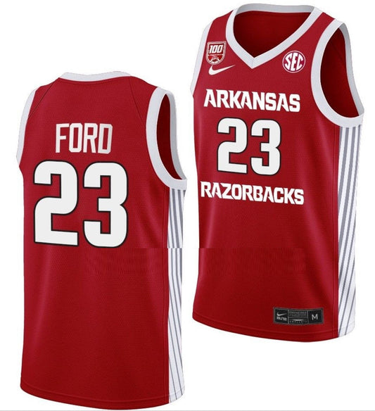 Derrian Ford Jersey Arkansas Razorbacks College Basketball 100 Season #23