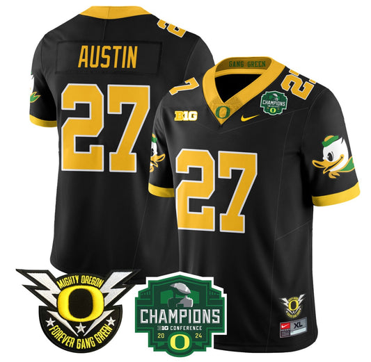 Daylen Austin Jersey #27 Oregon Ducks 2024 Big Ten Champions Football Black