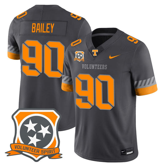 Dominic Bailey Jersey #90 Tennessee Volunteers 2025 Spirit Stitched Smokey Gray
