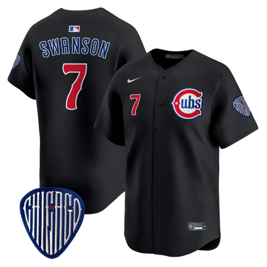 Dansby Swanson Jersey #7 Chicago Cubs Blue Alternate Vapor Premier Limited Stitched Black