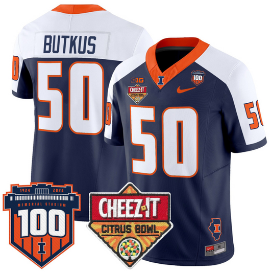 Dick Butkus Jersey #50 Illinois Fighting 2025 Cheez-It Citrus Bowl Navy Alternate