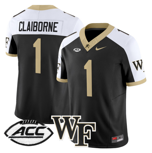 Demond Claiborne Jersey #1 Wake Forest Demon Deacons 2024 Stitched Black Alternate