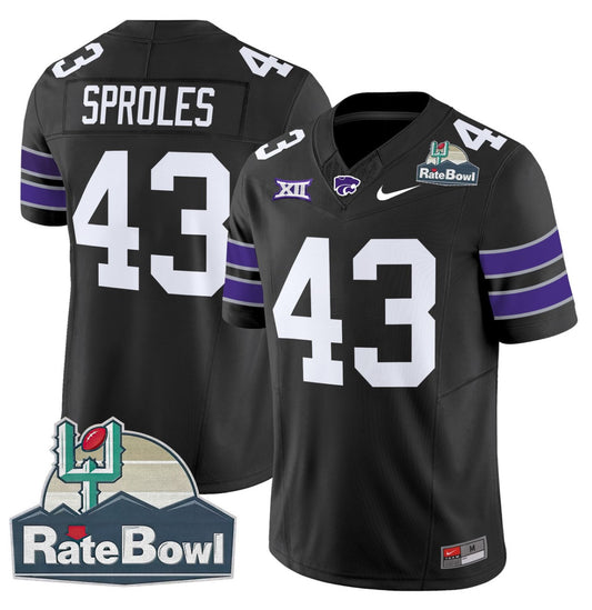 Darren Sproles Jersey #43 Kansas State Wildcats 2025 Rate Bowl Patch Black