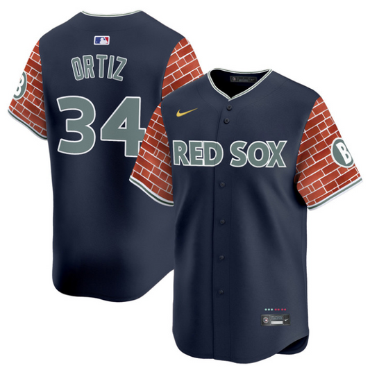 David Ortiz Jersey #34 Boston Red Sox 2025 Fenway Red Brick Style Vapor Premier Stitched Navy