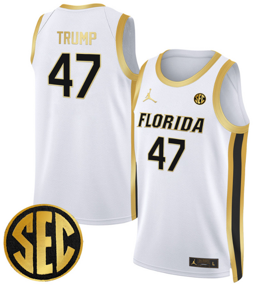 Donald Trump Jersey #47 Florida Gators Swingman Basketball Stitched White Gold