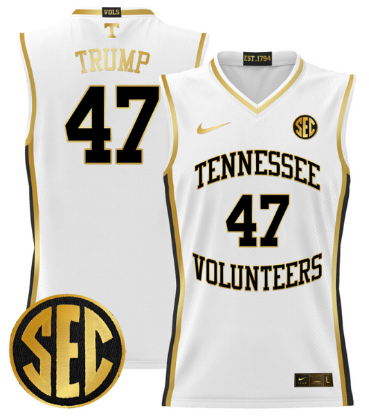 Donald Trump Jersey #47 Tennessee Vols 2024 Lightweight Basketball White Gold