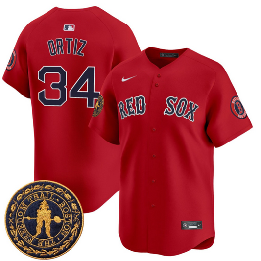 David Ortiz Jersey #34 Boston Red Sox Freedom Trail Patch Vapor Premier Limited Stitched Red