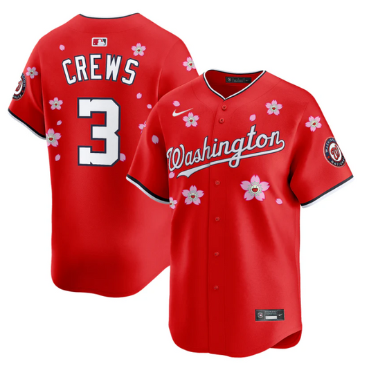Dylan Crews Jersey #3 Washington Nationals Cherry Blossom Vapor Premier Limited Stitched Red