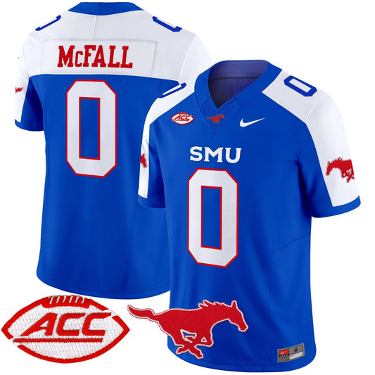 Derrick McFall Jersey #0 SMU Mustangs 2025 Vapor Limited Stitched Blue Alter