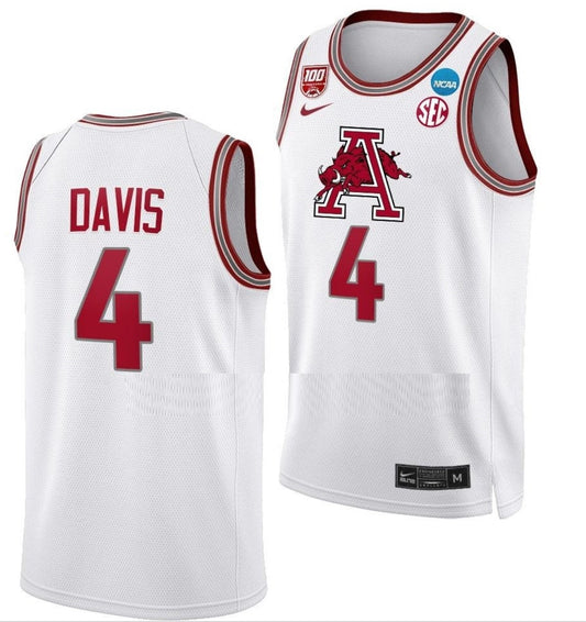 Davonte Davis Jersey Arkansas Razorbacks College Basketball 2023 NCAA March Madness White #4