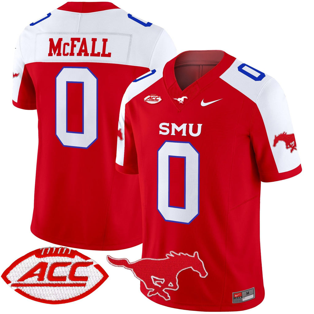 Derrick McFall Jersey #0 SMU Mustangs 2025 Vapor Limited Stitched Red Alter