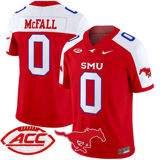 Derrick McFall Jersey #0 SMU Mustangs 2025 Vapor Limited Stitched Red Alter