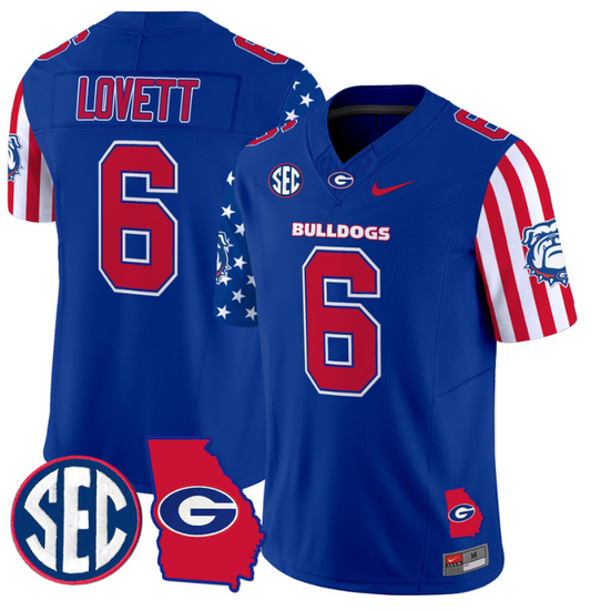 Dominic Lovett Jersey #6 Georgia Bulldogs American Style Vapor Limited Football Stitched Royal