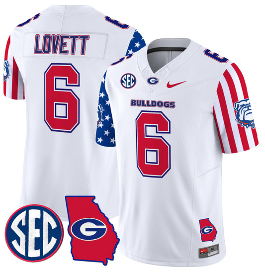 Dominic Lovett Jersey #6 Georgia Bulldogs American Style Vapor Limited Football Stitched White