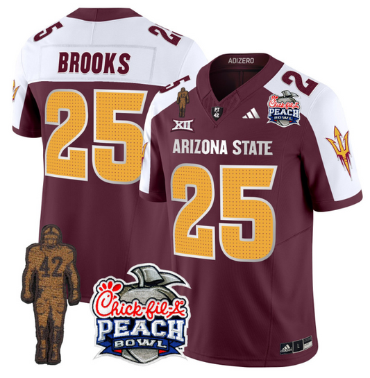 DeCarlos Brooks Jersey #25 Arizona State Peach Bowl Patch Football V2 Maroon Alternate