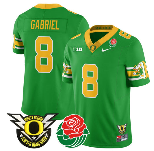 Dillon Gabriel Jersey #8 Oregon Ducks 2024 Rose Bowl Patch Football Green