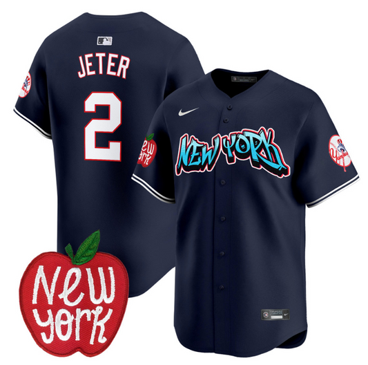 Derek Jeter Jersey #2 New York Yankees Apple Patch Vapor Premier Limited Stitched Navy
