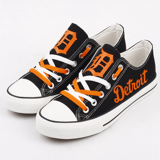 Detriot Tigers Limited Print MLB Baseball Fans Low Top Canvas Shoes Sport Sneakers T-DAC201H