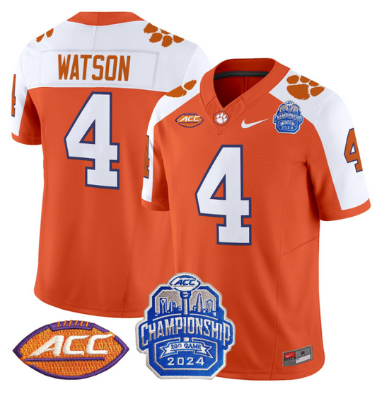 Deshaun Watson Jersey #4 Clemson Tigers 2024 ACC Championship Patch Orange Alternate