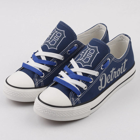 Detroit Tigers Limited Print MLB Baseball Fans Low Top Canvas Shoes Sport Sneakers T-DJ172L