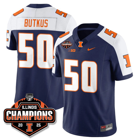 Dick Butkus Jersey #50 Illinois Fighting 2025 Music City Bowl Champions Stitched