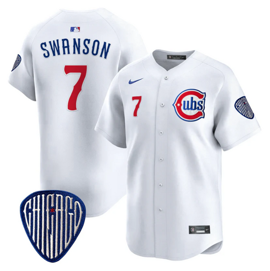 Dansby Swanson Jersey #7 Chicago Cubs Blue Alternate Vapor Premier Limited Stitched White