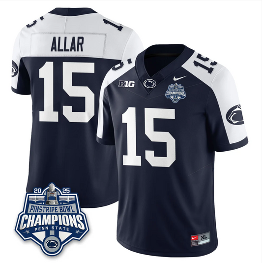 Drew Allar Jersey #15 Penn State 2025 Pinstripe Bowl Champions Stitched