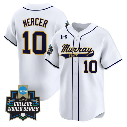 Dustin Mercer Jersey #10 Murray State Racers 2025 World Series Stitched White