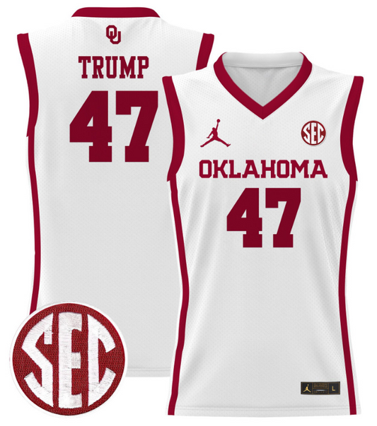 Donald Trump Jersey #47 Oklahoma Sooners 2024 Lightweight Basketball White