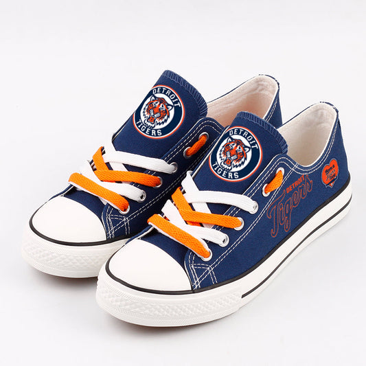 Detroit Tigers Limited Print MLB Baseball Fans Low Top Canvas Shoes Sport Sneakers T-DAC174L