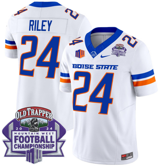 Dylan Riley Jersey #24 Boise State Broncos 2024 Championship Vapor White