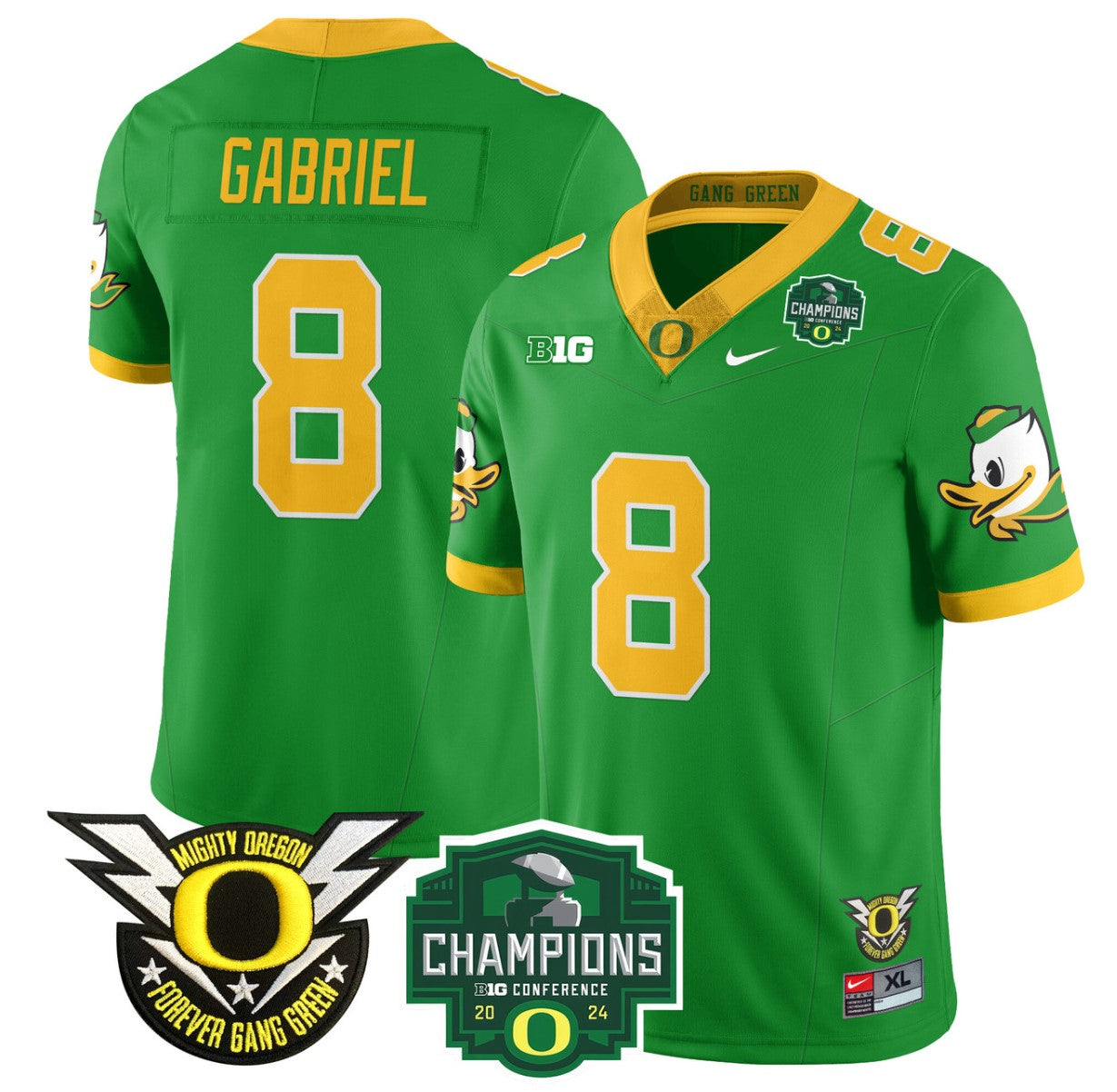 Dillon Gabriel Jersey #8 Oregon Ducks 2024 Big Ten Champions Football Green