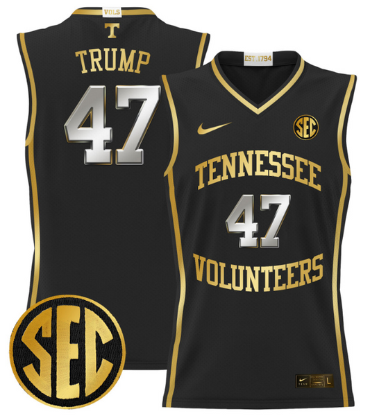 Donald Trump Jersey #47 Tennessee Vols 2024 Lightweight Basketball Black Gold